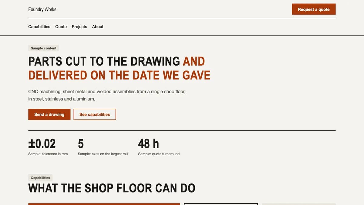 Home page of the Foundry theme