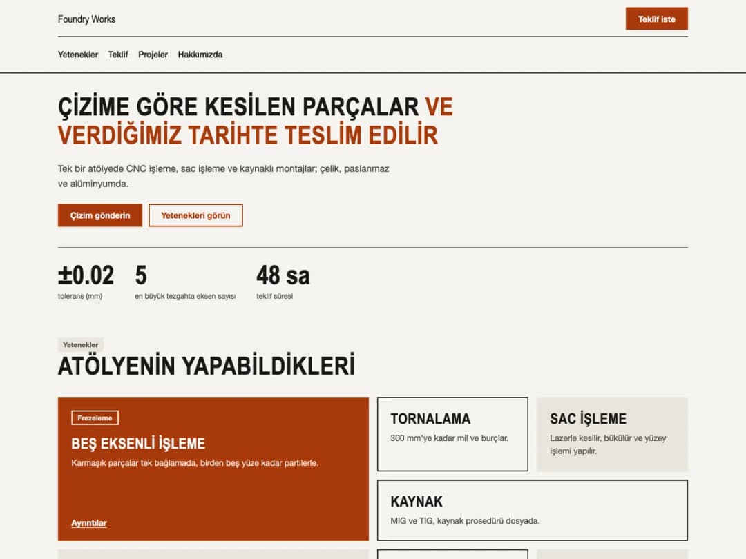 Foundry temasının ana sayfası