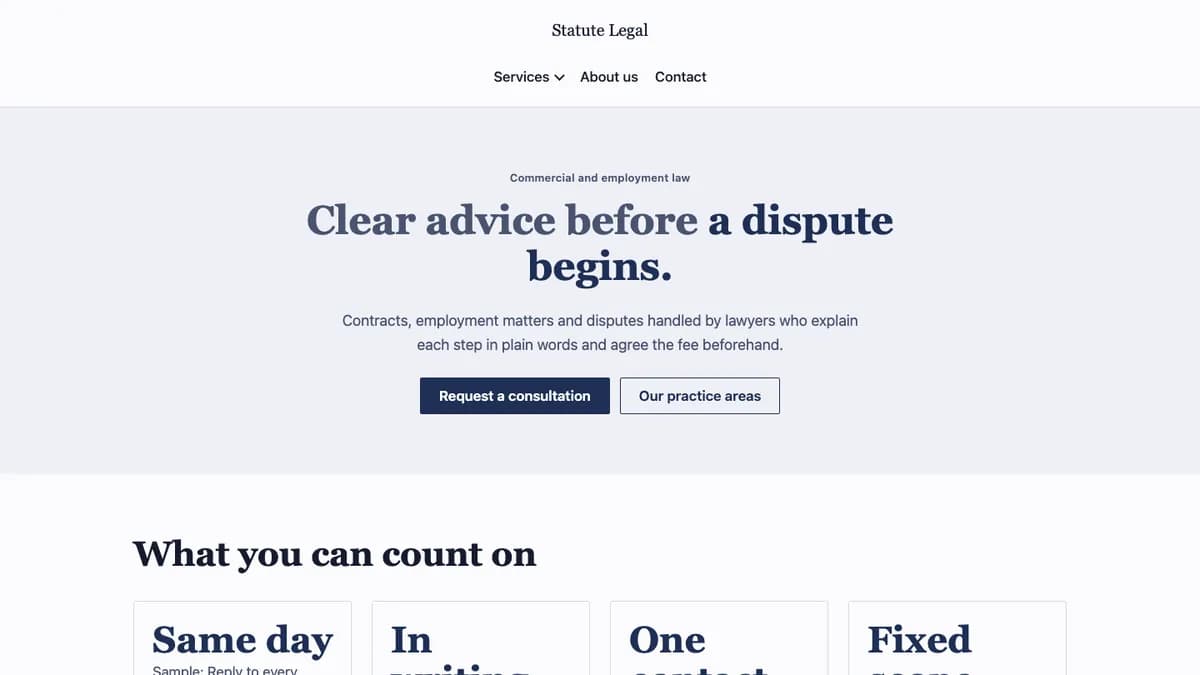 Home page of the Statute theme